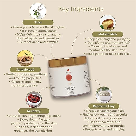 TVAM Face Pack Sandalwood Treats Skin Pigmentation - 100 ml