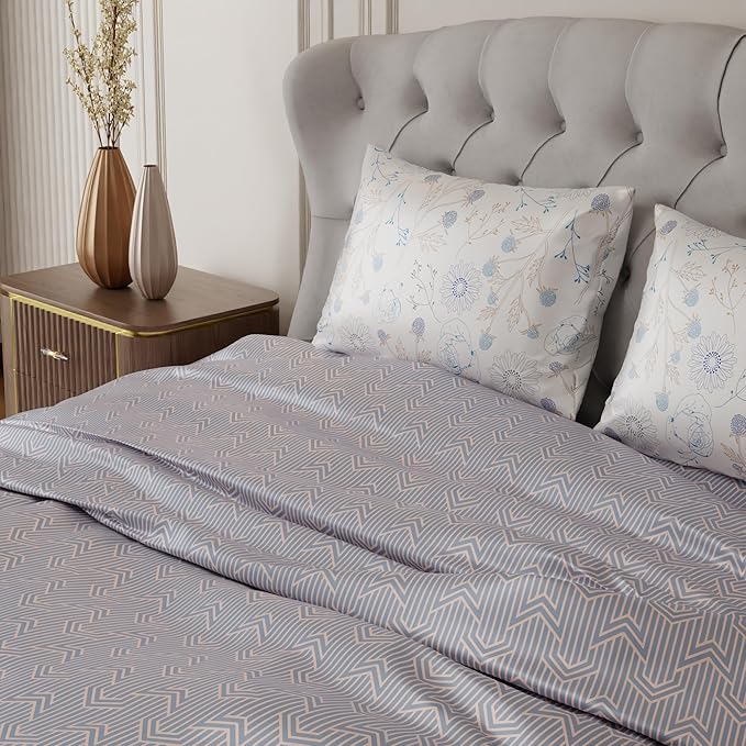Stoa Paris Satin Bedsheet King Size Bed Premium Bedding Set with Pillow Cover Colour Grey