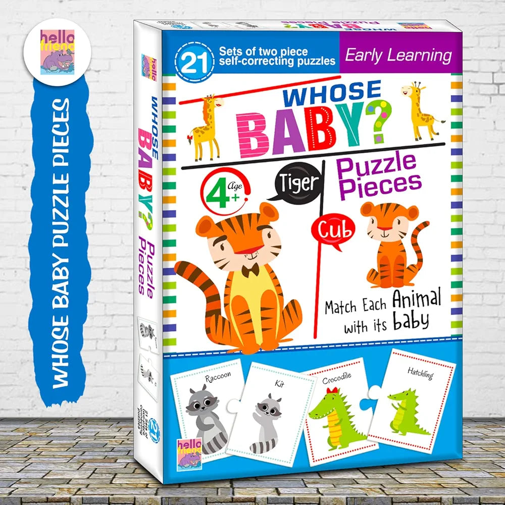 Hello Friend Whose Baby Jigsaw Puzzle? Connecting 2-Piece  for Kids, Childrens and Toddlers – Early Learning Educational