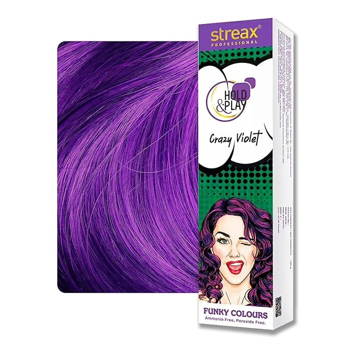 Streax Professional Hold And Play Funkey Colour - Crazy Violet - 100 gms
