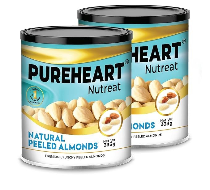Pureheart Premium California Whole Blanched Almond - 333 gms (Pack of 2)