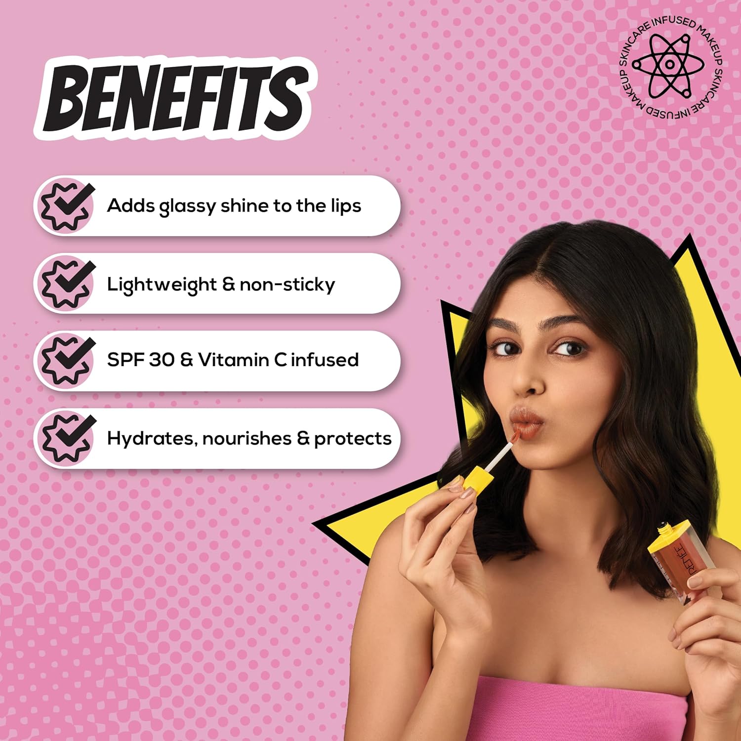 RENEE Everyday Lip Gloss - Honey Dew, Lightweight & Non-Sticky, with Subtle Tint, Hydrates, Nourishes & Protects with Spf 30, Enriched with Vitamin C, Cruelty-Free Skincare Infused Makeup, 3.5 Ml