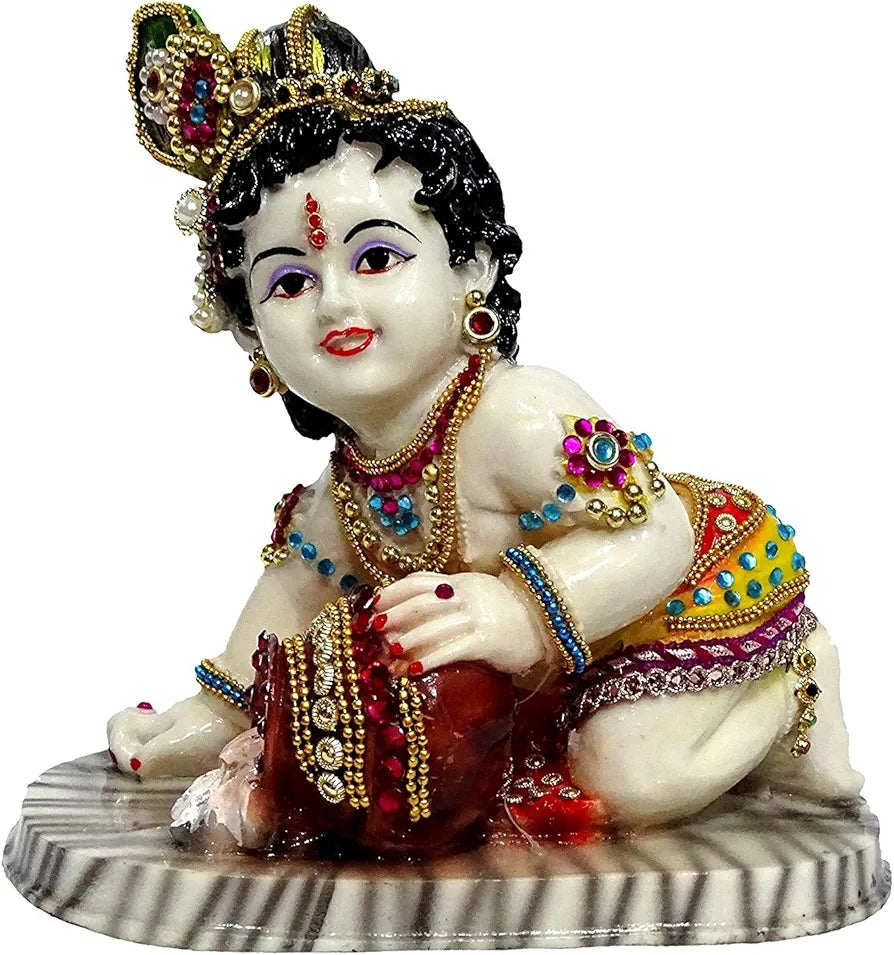 Alila Polyresin Makhan Chor Krishna Idol Multicolour