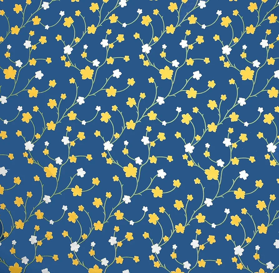 HomeKart Premium Microfiber 144 TC Flat Single Bedsheets Breathable with 1 Pillow Cover Dark Blue & Yellow