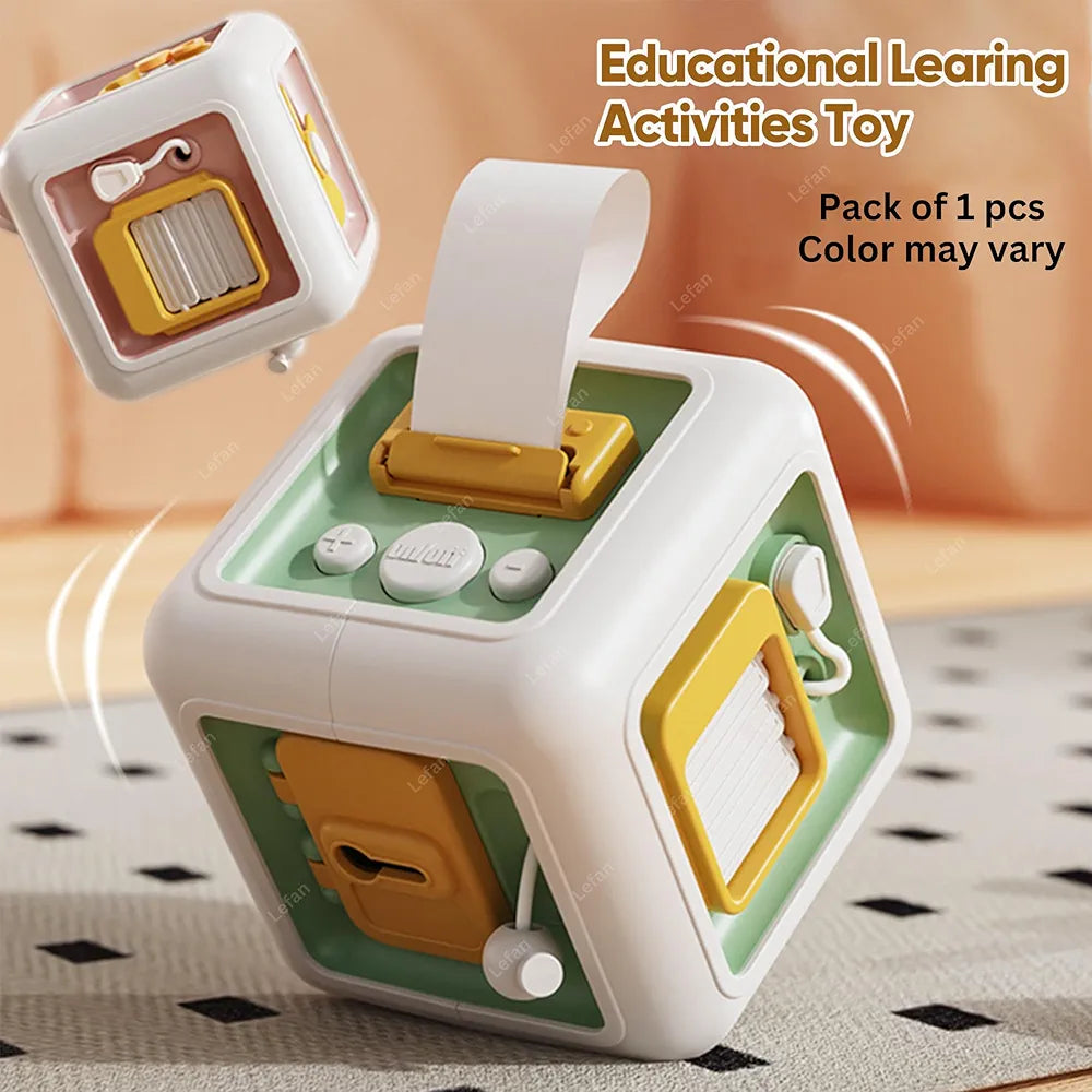 Lefan Montessori for 1 Year Old, Activity Busy Cube Sensory Toys for Toddlers Birthday Gifts for Learning Motor Skills Travel Toys Educational Learning 12-18 Months Baby Kids-Pack of 1pcs