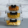 Femora Borosilicate Square Microwave Oven Safe Glass Container With Dectahable & Break Free Lid | Black Color | 300,500,800 Ml