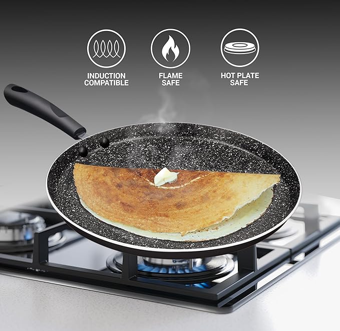 Milton Pro Cook Granito Induction Omni Tawa 24 cm, Black - 572 gms