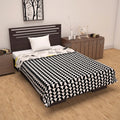 Divine Casa 120 GSM Microfiber Single Dohar Soft & Lightweight Throw Blanket Geometric Triangles Pattern Colour Black & White