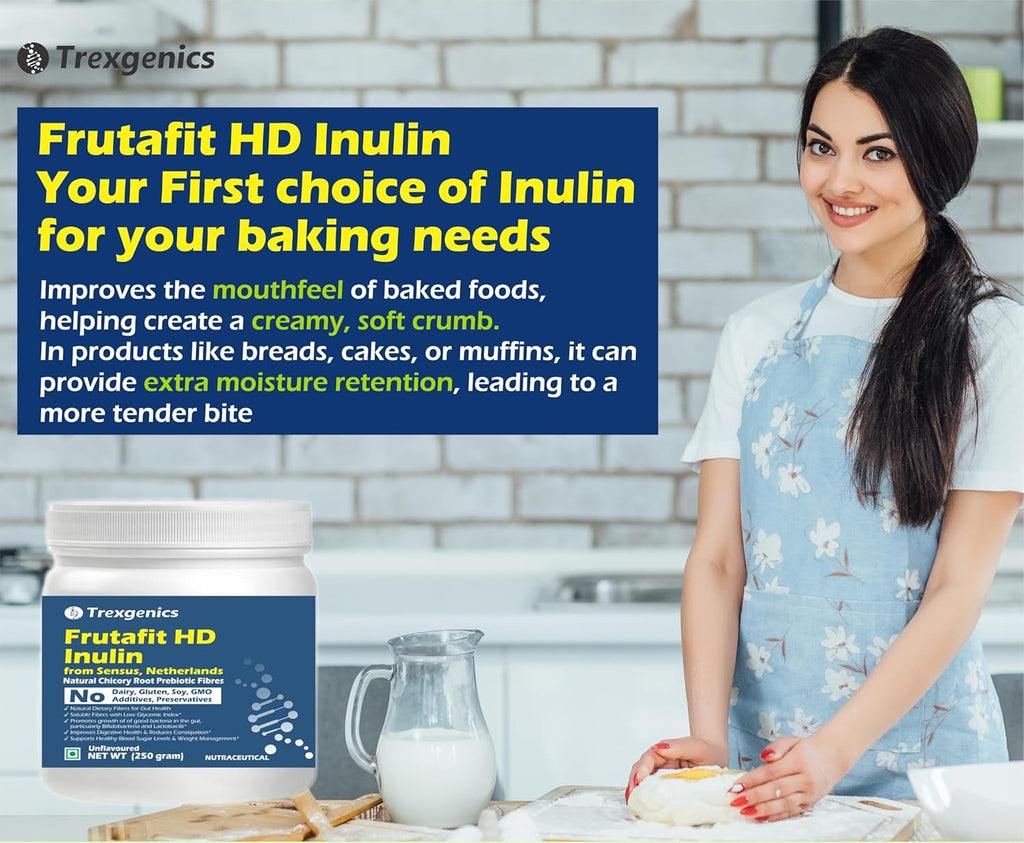 Trexgenics INULIN FRUTAFIT HD PURE POWDER From SENSUS, NETHERLANDS, Chicory root source prebiotic fibres for Gut Health (Frutafit HD Inulin (250 gram))