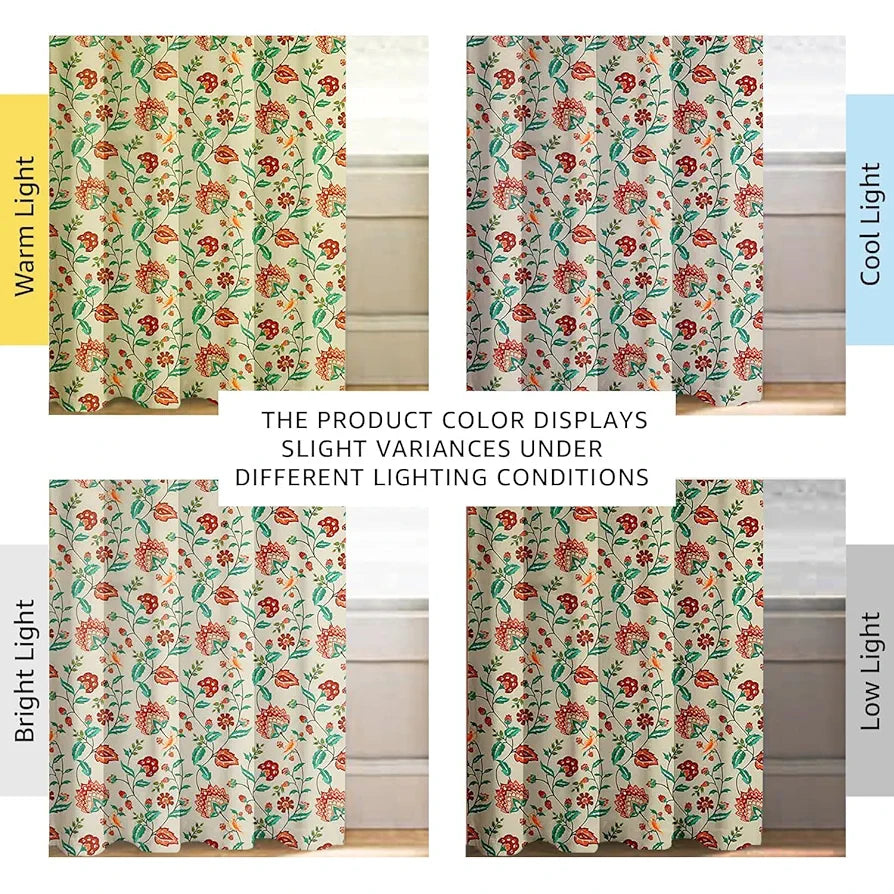 Cloth Fusion Blackout Printed Premium Door Curtains 7 Feet Long Set of 2 Red Flower