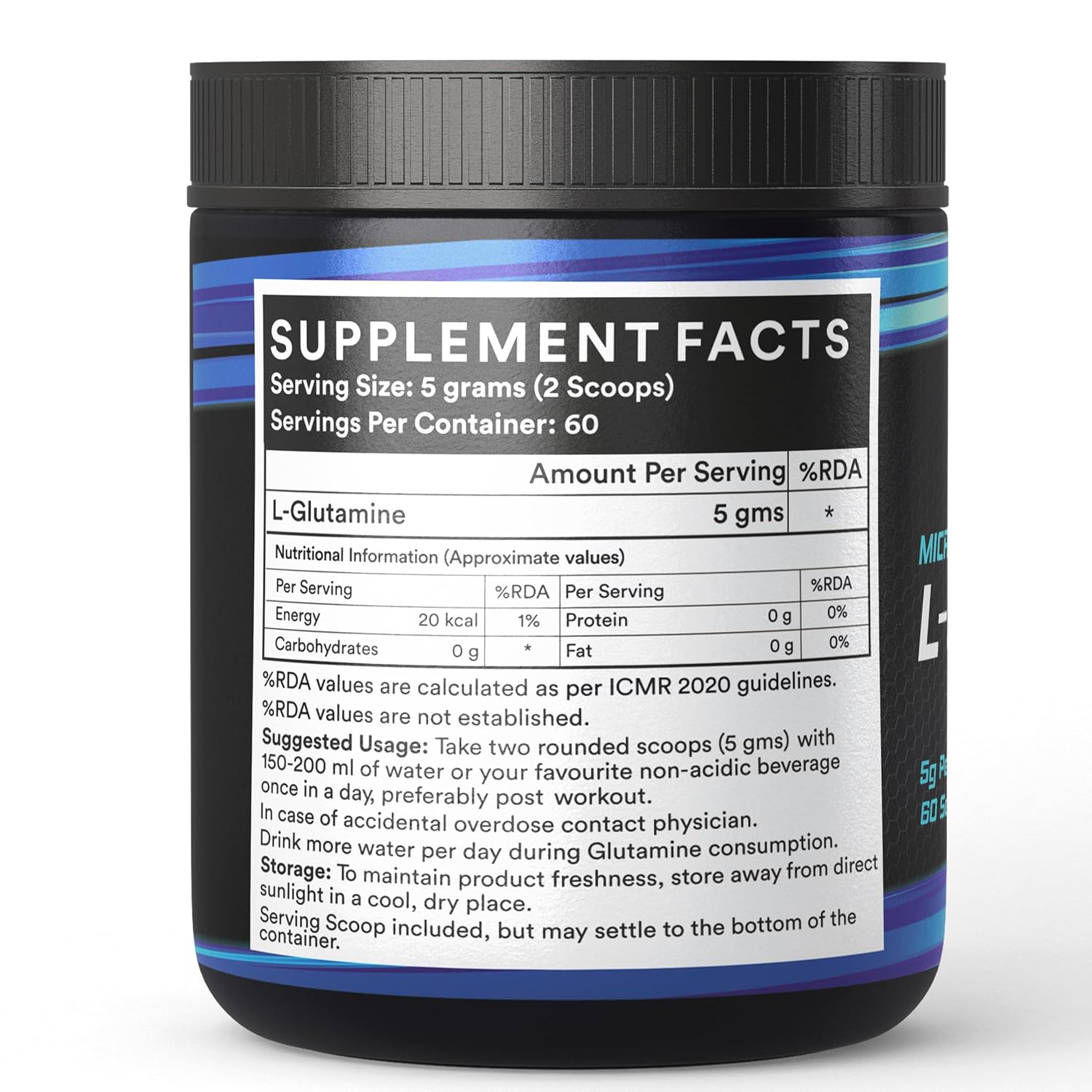 INLIFE L Glutamine Powder 5000mg | L Glutamine Supplement for Men - Unflavoured - 60 SERVINGS - 300g