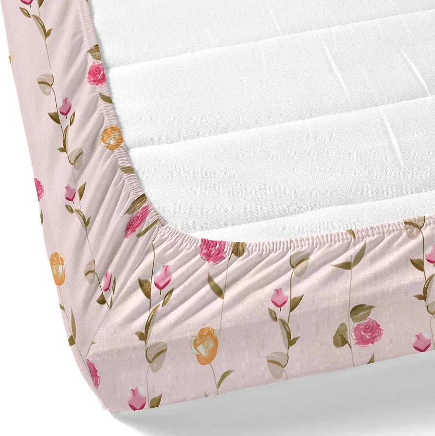 Dreamscape Microfibre & Fade Resistant Fitted Bedsheet for King Bed 140TC 1 Fitted Bed Sheet  with 2 Pillow Covers Blush Pink
