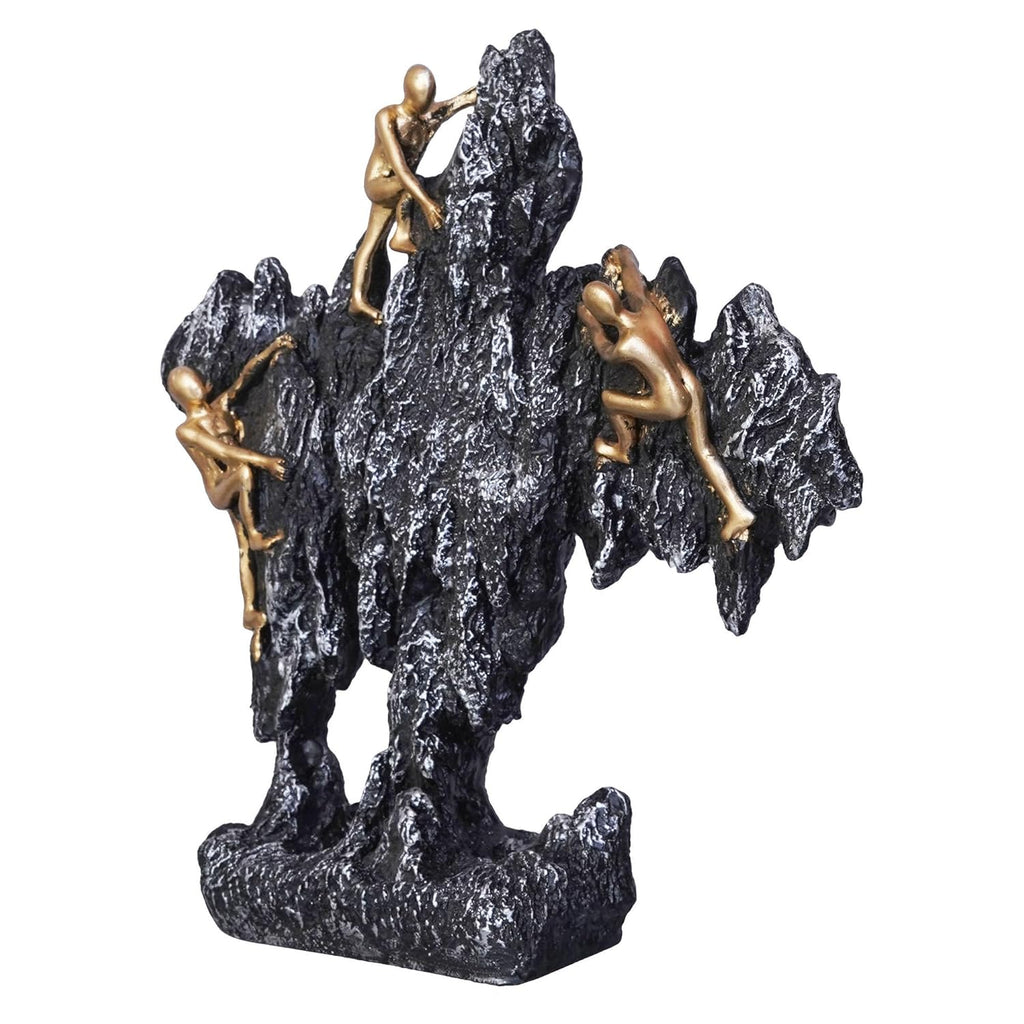 Ecraftindia 3 Men Climbing on Rock Mountain Climbers Human Figurine Showpiece