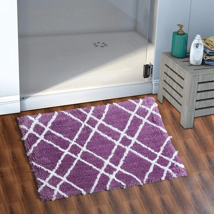 Aerohaven Glorious Super Soft Microfiber Abstract Designer Anti Slip Bathmat Peach Colour