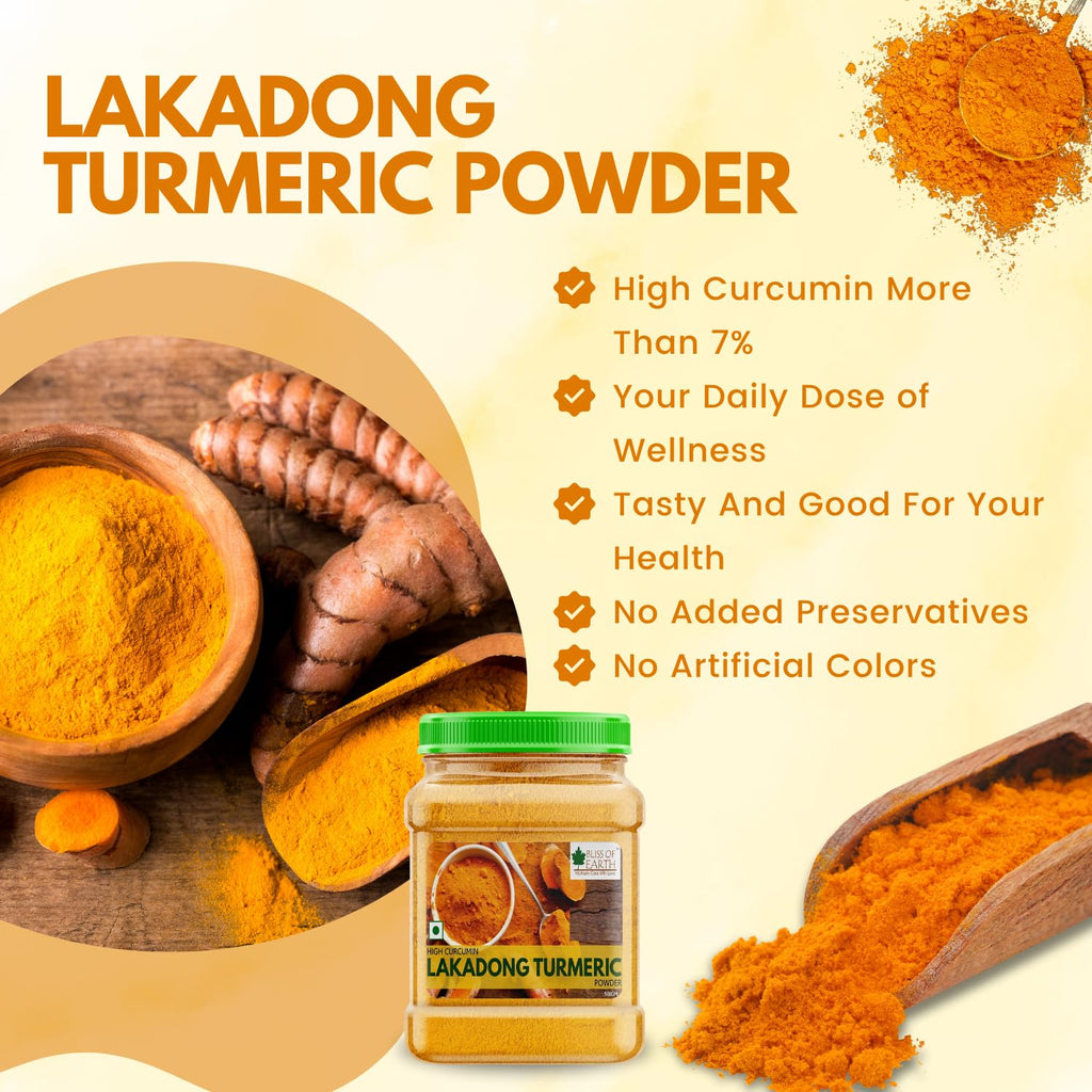 Bliss of Earth Lakadong Turmeric Powder From Meghalaya, Organic Haldi Powder, High Curcumin Turmeric Powder, 500gm