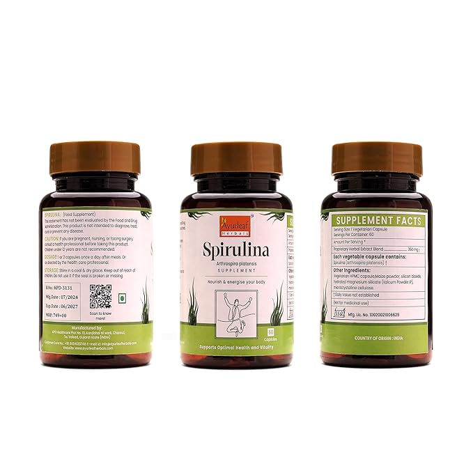 Ayurleaf Herbals Spirulina Capsules - 60 Caps