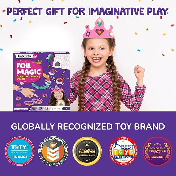 Smartivity Foil Magic Jewelry & Bracelets Making Craft Kit for Kids Age 4-10 Years Create 25+ Unique Designed