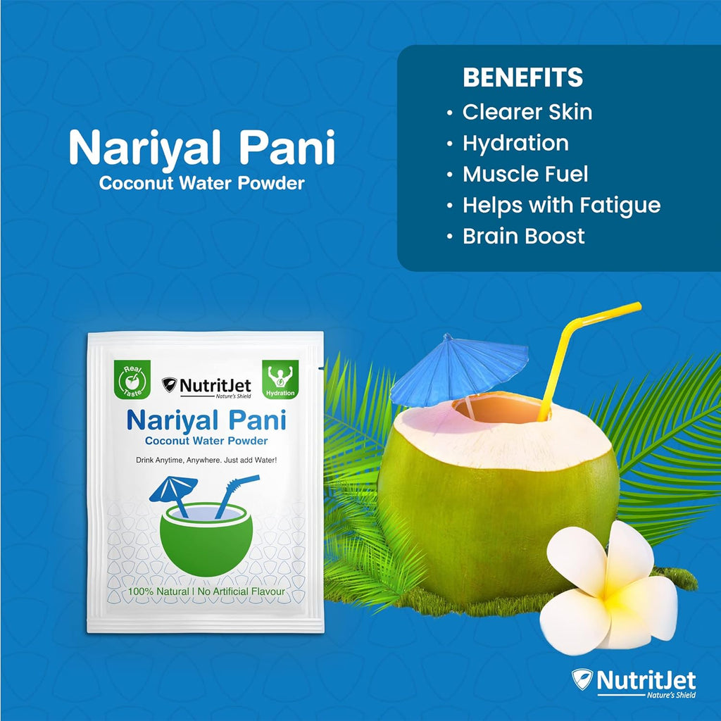 NutritJet Tender Coconut Water Powder For Hydration & Energy Nariyal Pani With No Artificial Colours,Made Using Young Coconuts & Tastes Just Like Real Tender Coconut Water Fresh (Pack Of 30)