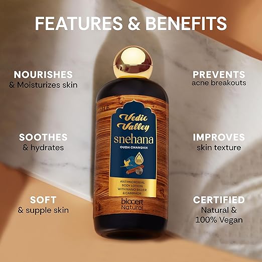 Vedic Valley Paraben Free Oud Chandan Glow Body Lotion for Women & Men - 300 ml