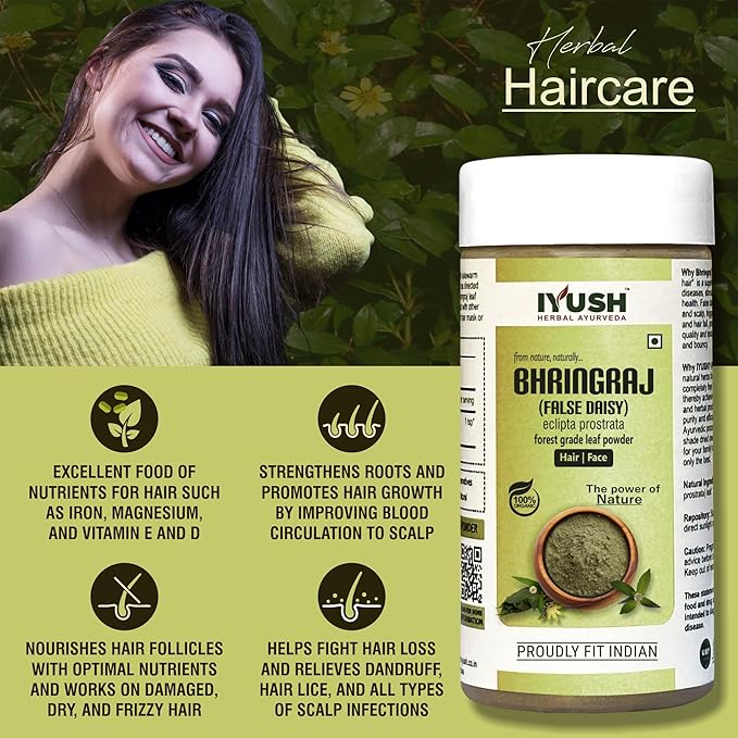 Iyush Herbal Ayurveda Bhringraj Powder For Hair Growth - 100 gms