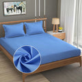 Fresh From Loom 144 TC Plain King Size Microfiber Bed Sheet Set Printed with 2 Pillow Covers Skyblue Plain