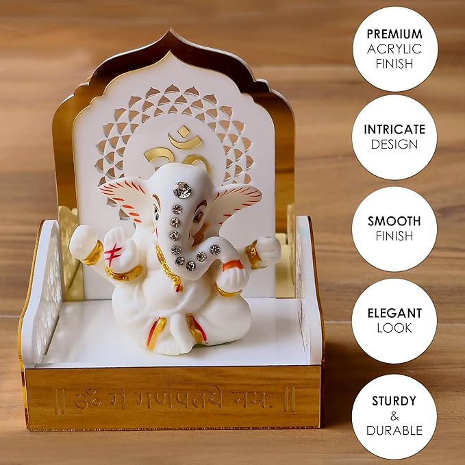 Solobolo Ganesh Idol for Car Dashboard With Small Temple for Car Dashboard | Ganesh Idol