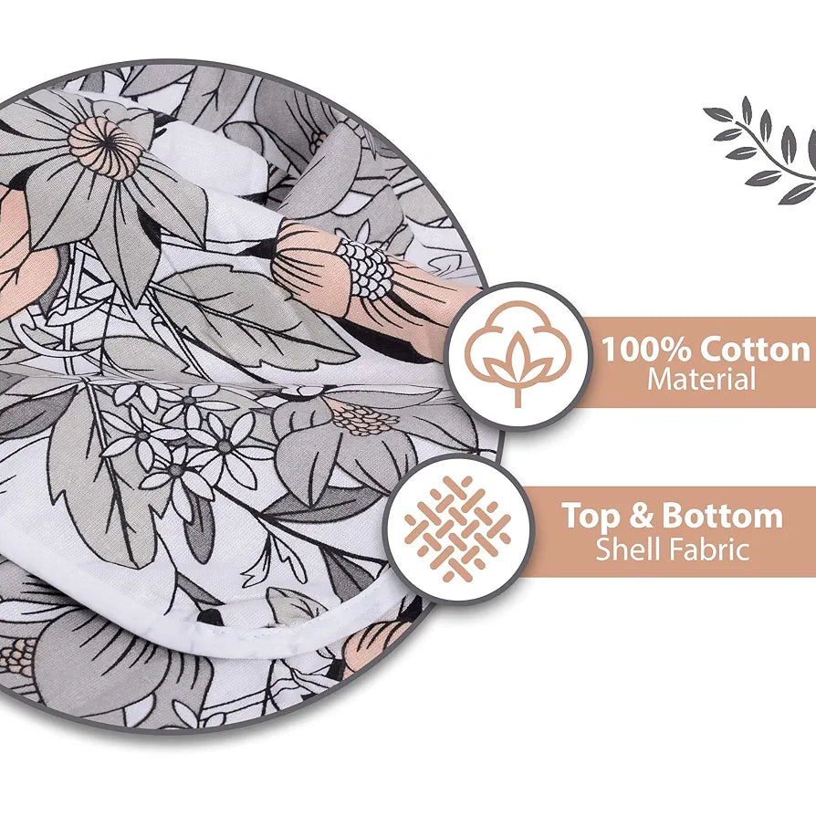 Divine Casa 100% Cotton Reversible Double Bed Dohar Soft & Lightweight AC Blanket Colour Floristry Slate & Coral