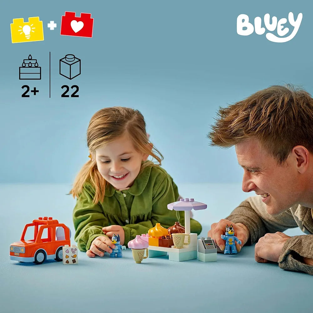 LEGO Duplo Bluey Ice Cream Trip with Bluey Toddler Toy 10458 Building Set for 2+ Age Boys and Girls