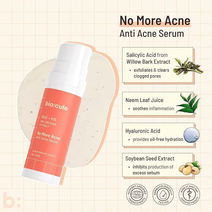 Biocule No More Acne Anti Acne 2% w/w of Salicylic Acid Face Serum - 30 ml