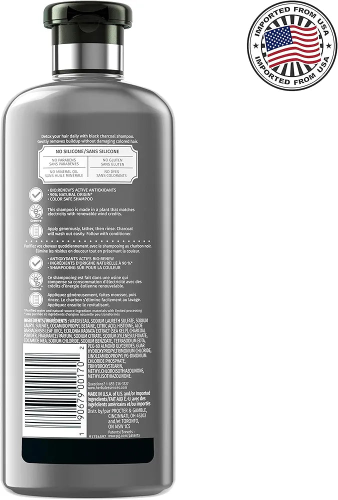 Herbal Essences Bio Renew Detox Black Charcoal Shampoo, 400ml