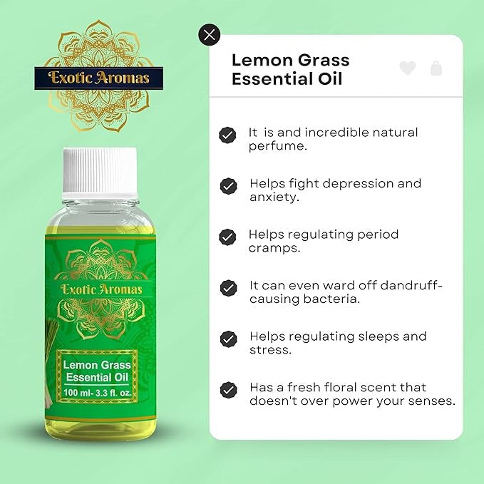 Exotic Aromas Lemongrass Essential Oil - 100 ml