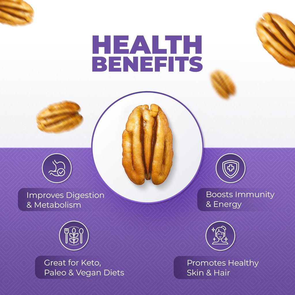 Pureheart Premium Pecan Nuts| Premium Natural Pecans | Healthy Dry Fruits Snack | Rich in Protein, Fibre & Antioxidants | Ideal for Snacking & Baking