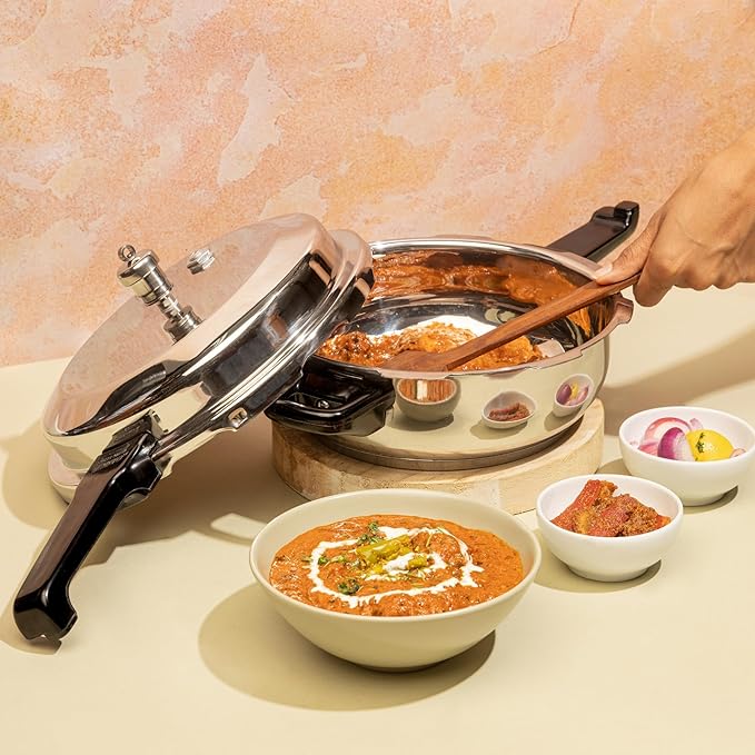 Vinod Stainless Steel Pressure Cooker 2 Litres | Also use as Deep Fry pan | Sandwich Bottom
