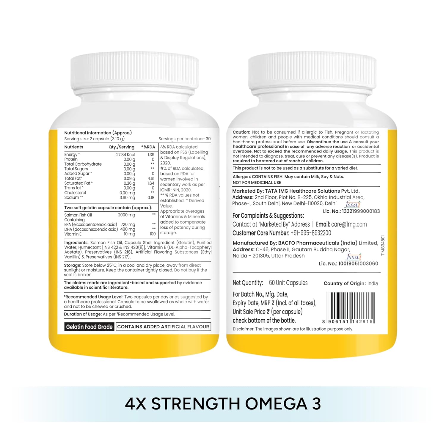 Tata 1mg Salmon 4x 60 + Tata 1mg Vitamin D3 K2 60