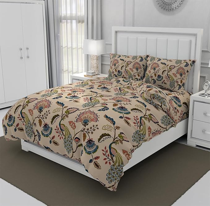 Decomizer Soft Glace Cotton King Size Ac Blanket 1 Flat Bedsheet and 2 Large Pillow Covers Beige Anokhi