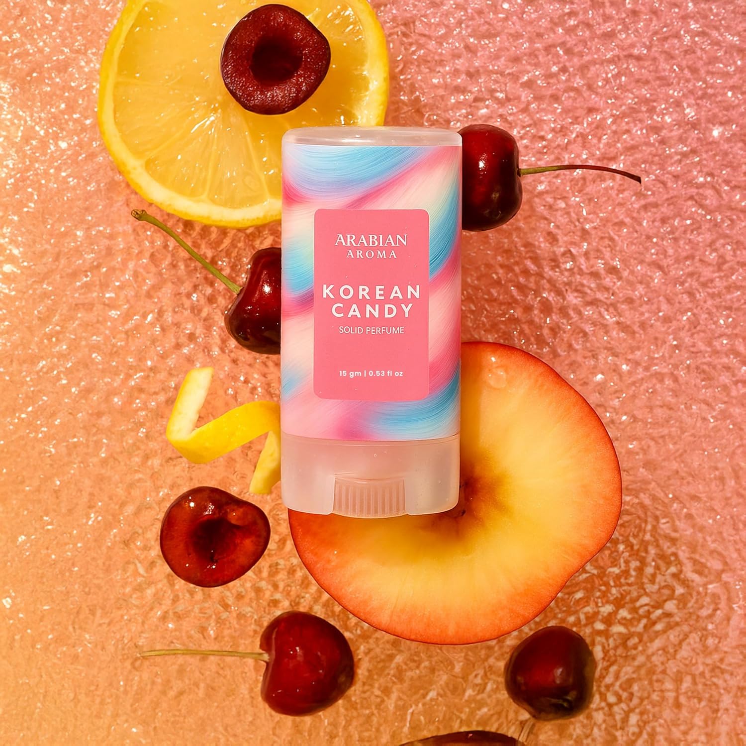 Arabian Aroma Korean Candy Solid Perfume Stick 15g | Sweet Fruity Unisex Pocket Perfume | Cherry, Citrus & Candy Fragrance | Long Lasting Travel Friendly