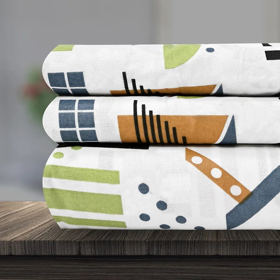 Divine Casa 144 TC Cotton Bedsheet for Double Bed with 2 Pillow Cover Colour Yellow & White