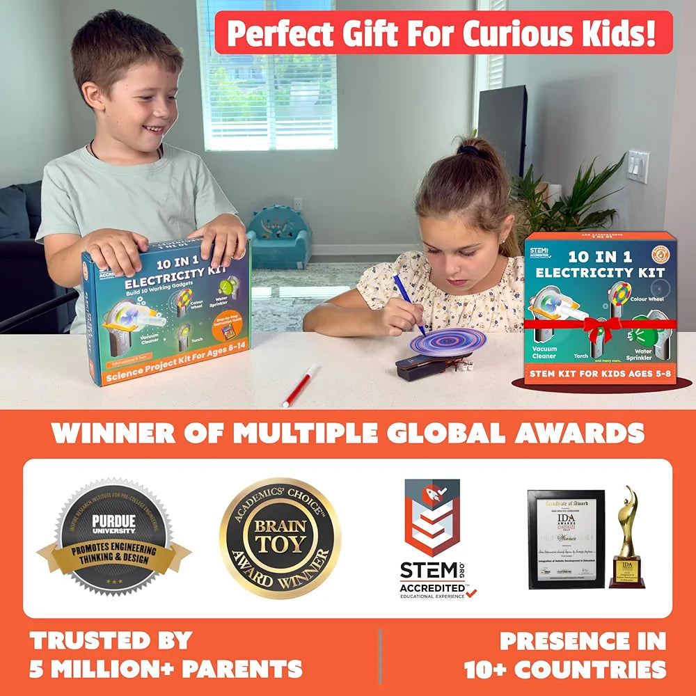 Butterfly EduFields 10in1 Ultimate Electricity Kit | Science Project Kit | Stem Toys for Kids Age 5-8 Years Boys Girls