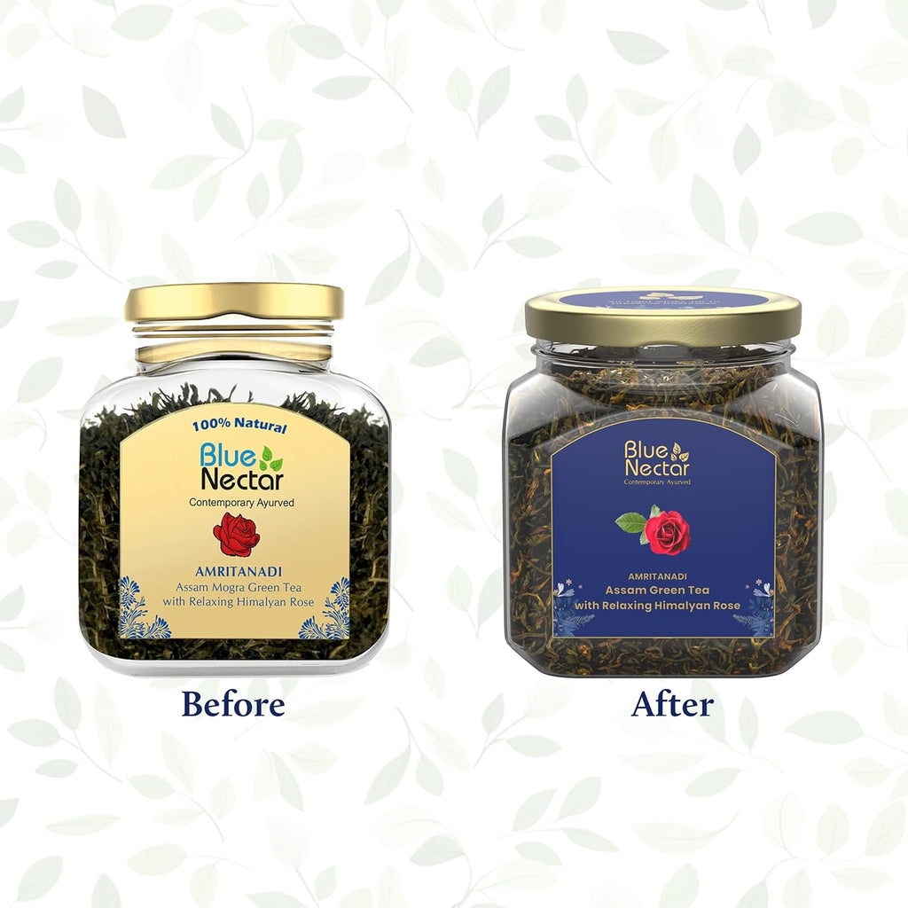 Blue Nectar Amritanadi Assam Rose Green Tea Leaves - 65 gms