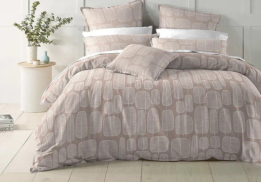 The Home Style Cotton Elastic Fitted All Around Printed King Size Double Bed Bedsheet wih 2 Pillow Cover Vanilla Latte