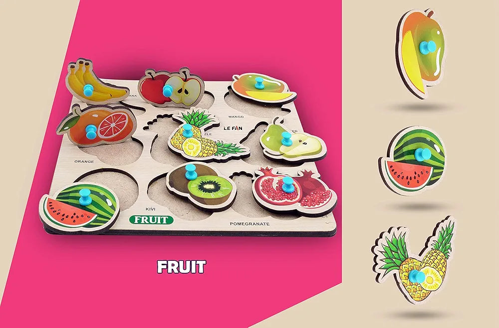 Lefan Kids Fort Pre Nursery Educational Jigsaw Puzzles for Adults Kids Learning Toys Kit Board Game 3 pcs Set of Numbers Alphabets & Fruits Educational Toy