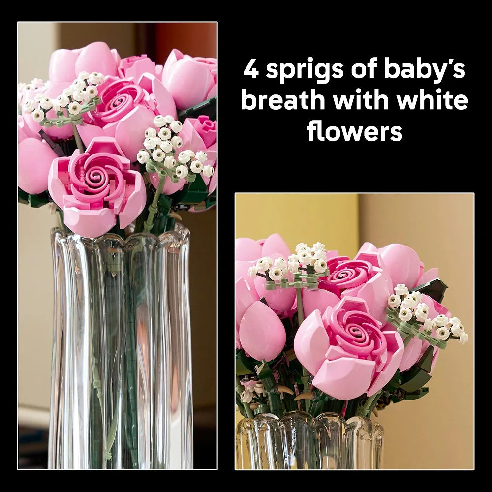 Lego Botanicals Bouquet of Pink Roses Decorative Flowers 10374 Building Blocks Set for Adults -Age 18+