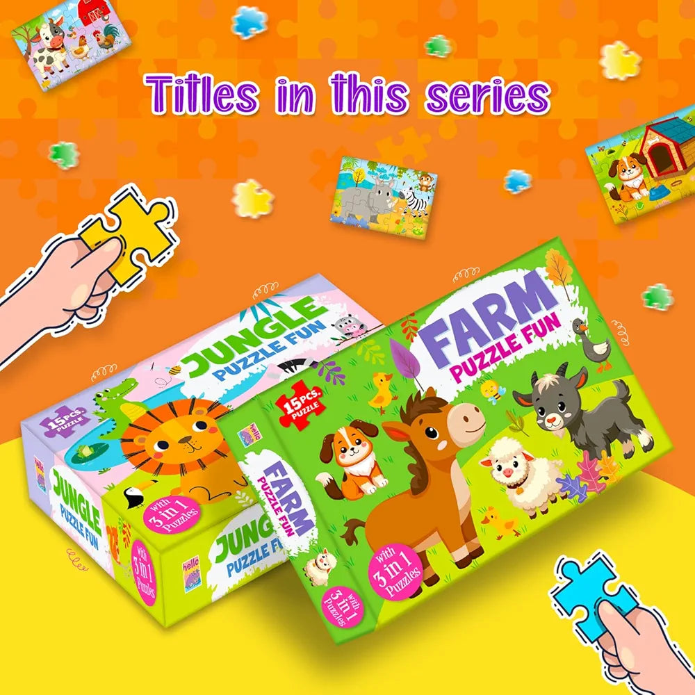 Hello Friend My First Jungle Fun Jigsaw Puzzle Game 3+ Year Old Toddler Toy Cardboard Puzzle for Preschool Learning Gift for Boys Girls