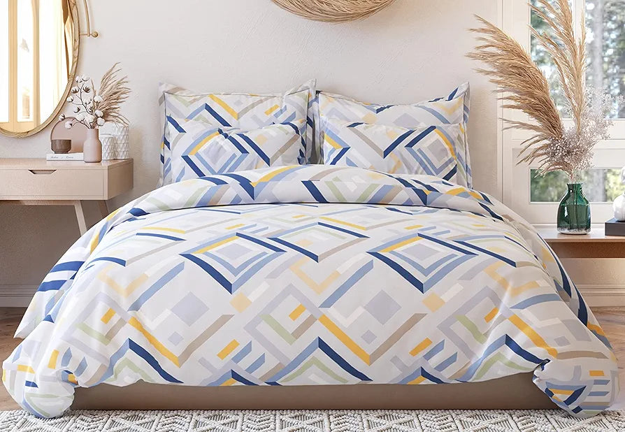 The Home Style 400 TC Cotton Elastic Fitted All Around Printed King Size Double Bed Bedsheet wih 2 Pillow Cover Snow Blush