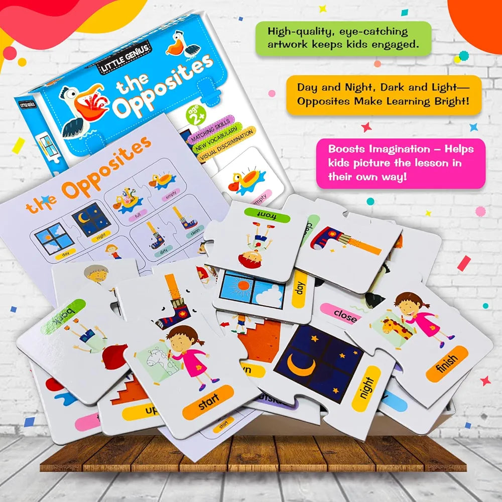Hello Friend The Opposite 24 Puzzle Game Box Set for Kids Early Learning Activity with Matching Skills Colorful Fun Illustrations for Kids