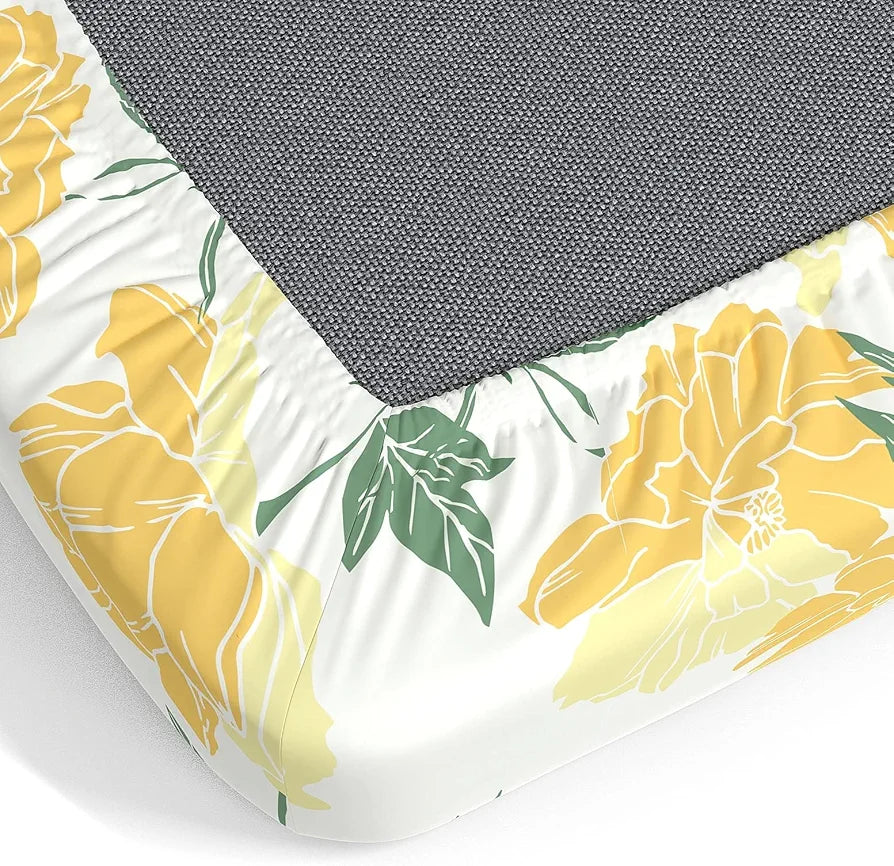 Dreamscape Cotton Floral King Fitted Bedsheet with 2 Pillow Covers Bold Beige