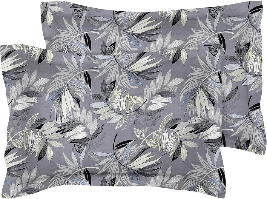 HomeKart Prime Collection Microfiber bedsheet for Double Bed with 2 Pillow Covers Breathable and Soft Touch 164 TC Pattren Floral Color Silver and White