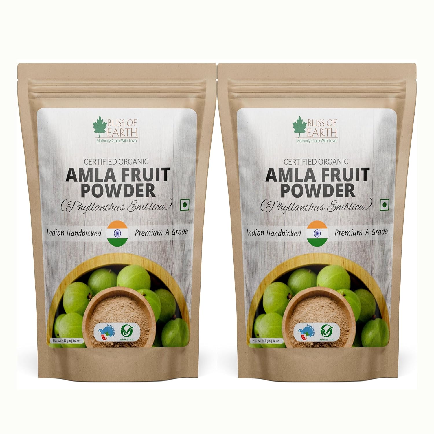 Bliss of Earth Amla Powder 453GM Organic For Eating Drinking & Hair Growth Pack of 2