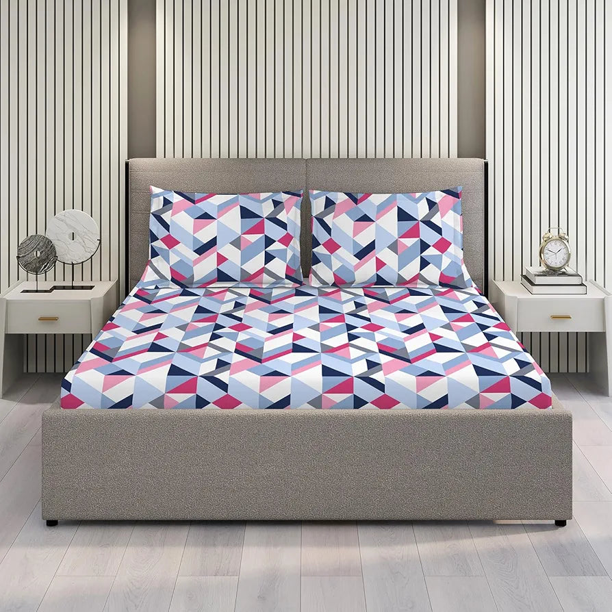 Layers Argos Bedsheet Set for All Seasons Lightweight Moisture Absorbent 225 CVC King Size Multicolor