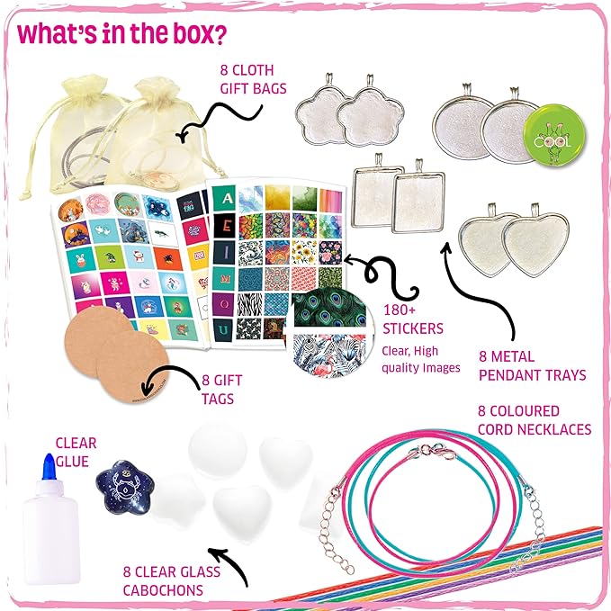 Chalk and Chuckles Art and Craft Pendant Jewellery Making Kit for Kids | Creative Diy Toy | Metal, Multicolor